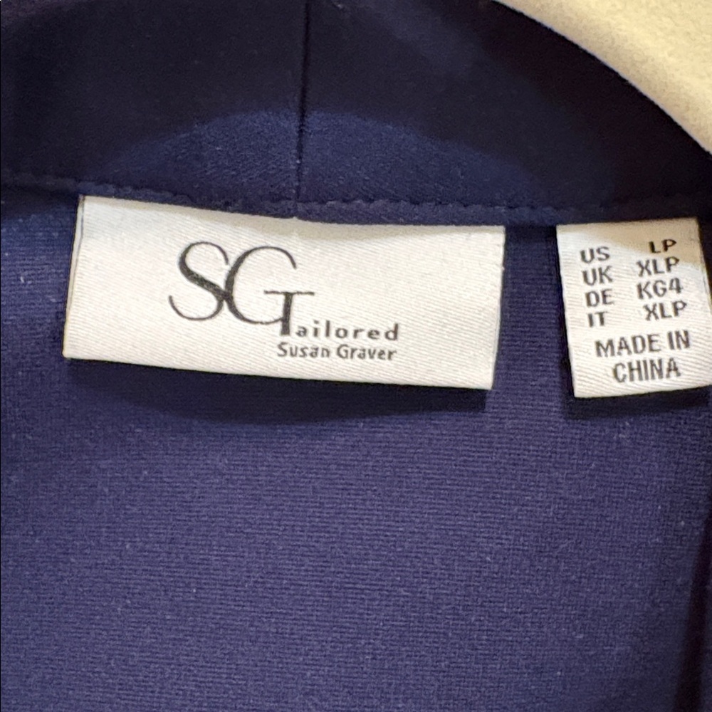 Set of Two Susan Graver Petite Tailored Classic Navy Blue Blazer/Pants Sz L - Picture 7 of 11